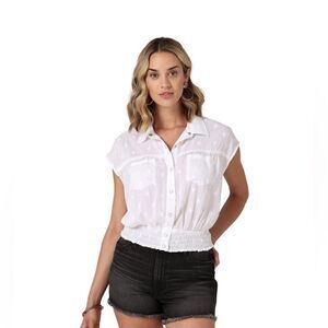 Wrangler Ladies' Cap Sleeve Smocked Top Medium